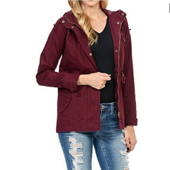 Burgundy Anorak Parka M - Picture 2 of 4